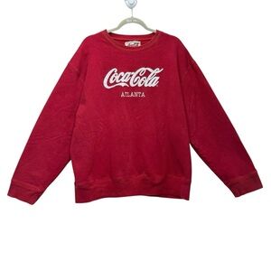 Coca-cola Atlanta Vintage Logo Red & White Crewneck Sweatshirt Size Unisex XXL